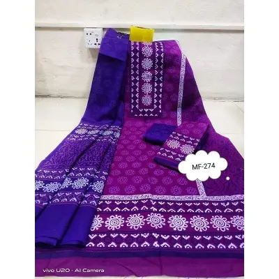 Picture of Premium Quality Unstitched Cotton Print Three Pieces for Women/ Girl - Multicolor - 56 Inch