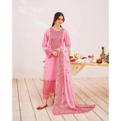 Picture of Premium Quality Unstitched Cotton Print Three Pieces for Women/ Girl - Multicolor - 56 Inch