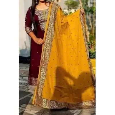 Picture of Premium Quality Unstitched Cotton Print Three Pieces for Women/ Girl - Multicolor - 56 Inch