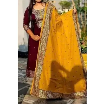 Picture of Premium Quality Unstitched Cotton Print Three Pieces for Women/ Girl - Multicolor - 56 Inch