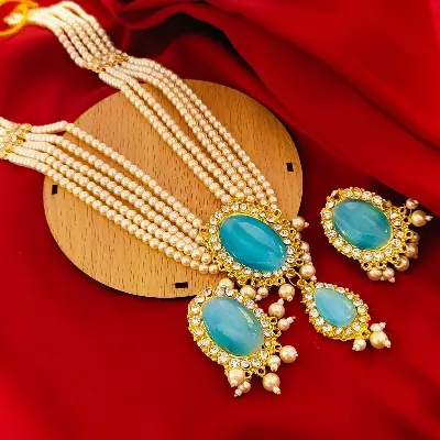 Picture of Indian Necklace Set New Collection High Quality Gold Plated Necklace Set for Women (Necklace,Earrings Set)