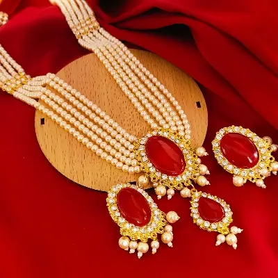 Picture of Indian Necklace Set New Collection High Quality Gold Plated Necklace Set for Women (Necklace,Earrings Set)