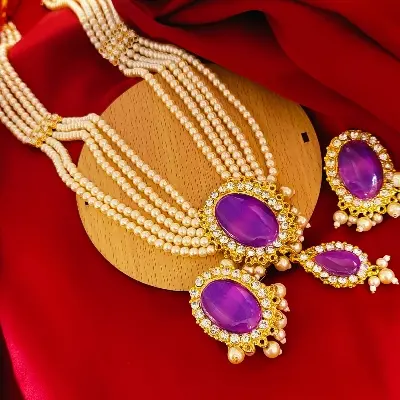 Picture of Indian Necklace Set New Collection High Quality Gold Plated Necklace Set for Women (Necklace,Earrings Set)