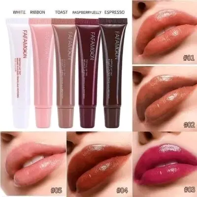 Picture of Fafamoon 5 Color Glossy Peptide Lipsgloss Long Lasting Lip Stain Lip Tint Lip Moisturer Velvet Gloss Lipstick Lip Makeup(Original)