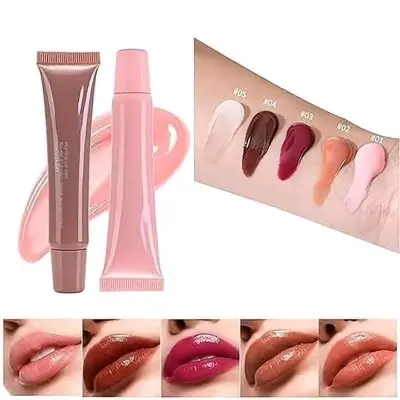 Picture of Fafamoon 5 Color Glossy Peptide Lipsgloss Long Lasting Lip Stain Lip Tint Lip Moisturer Velvet Gloss Lipstick Lip Makeup(Original)