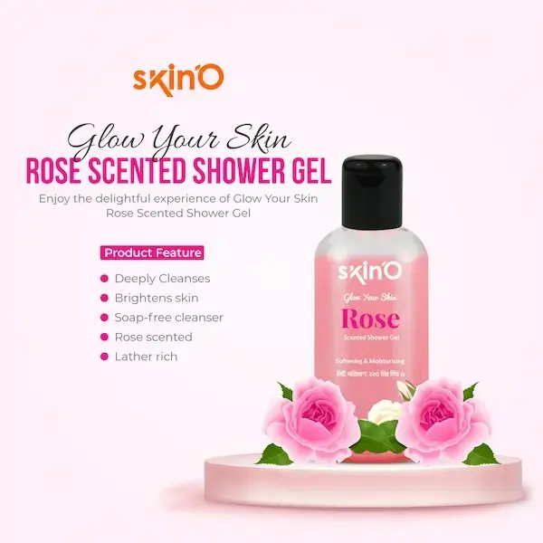 Picture of Skino Rose Flavoured Shower Gel for Soft & Glowing Skin - 220ml - Floral