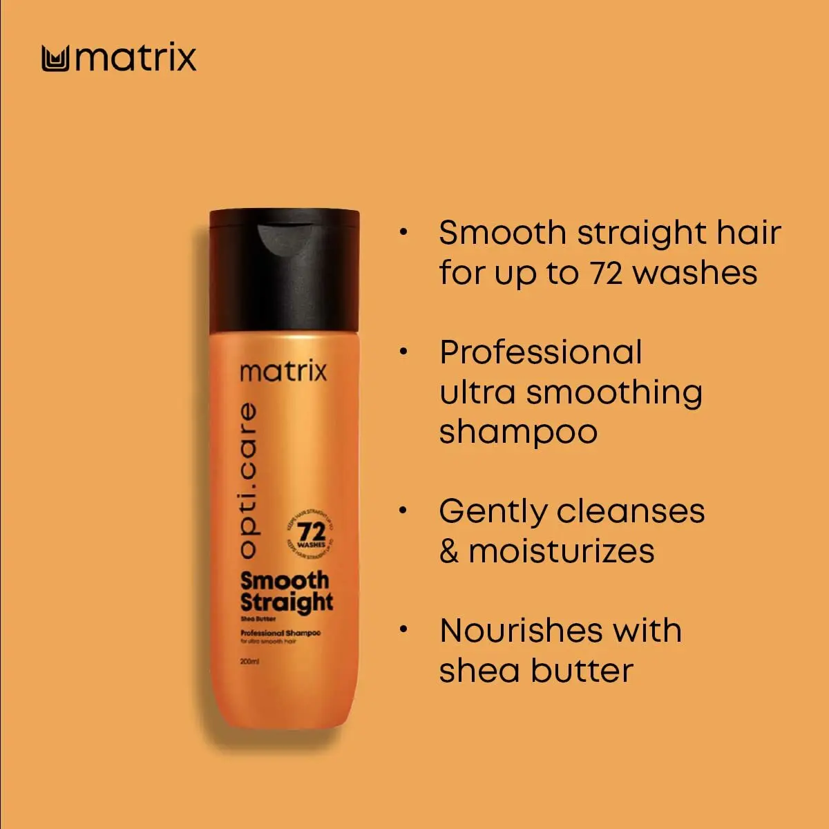 Picture of Matrix Opti Care Smooth Straight Shea Butter Shampoo 200ml - Shampoo - Orange
