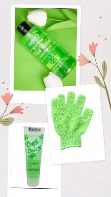 Picture of 3 in 1 Shower Combo Set - Skino Shower gel,Shower Exfoliating Gloves & Bath Salt