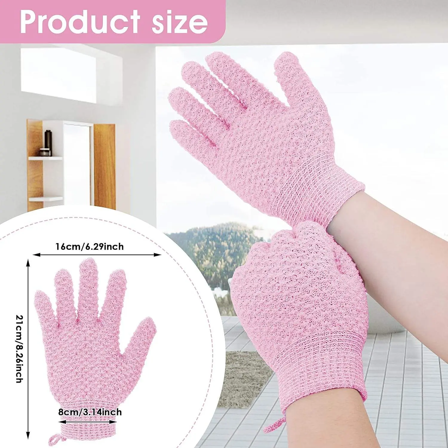 Picture of Shower Gloves  Exfoliating Wash Skin Spa Bath Gloves Foam Bath Skin Resistance Body Mage Cleaning Loofah Scrubber - 1pcs