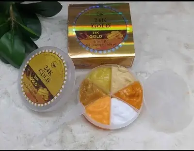 Picture of 24K Gold Facial Kit Combo Set 6 in 1 Facial Treatment for Face Neck And Eyelids Anti-Aging And Wrinkle Reduction - Gold