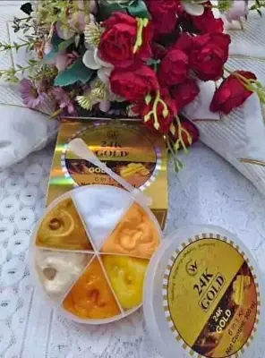 Picture of 24K Gold Facial Kit Combo Set 6 in 1 Facial Treatment for Face Neck And Eyelids Anti-Aging And Wrinkle Reduction - Gold