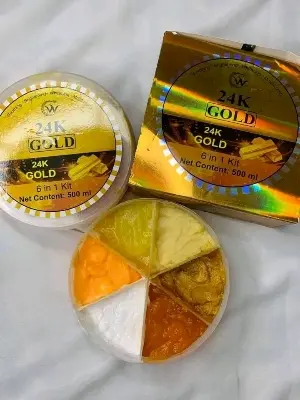 Picture of 24K Gold Facial Kit Combo Set 6 in 1 Facial Treatment for Face Neck And Eyelids Anti-Aging And Wrinkle Reduction - Gold