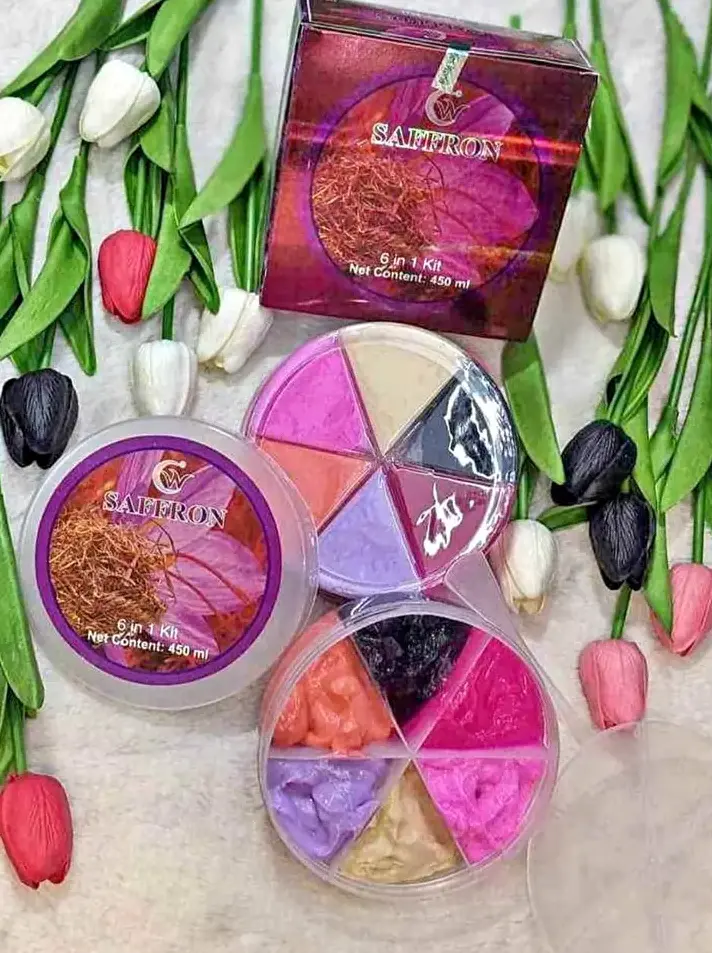 Picture of Saffron 6 in 1 Facial Kit Combo Set for Face Care And Cleaning - Multicolor
