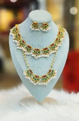 Picture of Poddoja Traditional Fashion Weeding/Party Bridal Choker Necklace & Earrings Jewellery Set For Women - Necklace For Girls - Multicolor