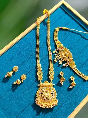 Picture of Indian Traditional Fashion Weeding/Party Bridal Choker Necklace & Earrings Jewellery Set For Women - Necklace For Girls