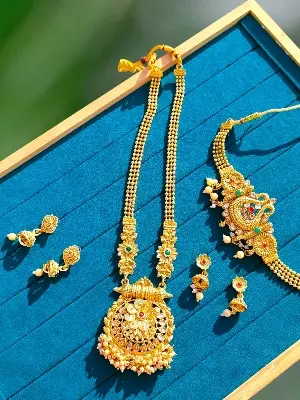 Picture of Indian Traditional Fashion Weeding/Party Bridal Choker Necklace & Earrings Jewellery Set For Women - Necklace For Girls