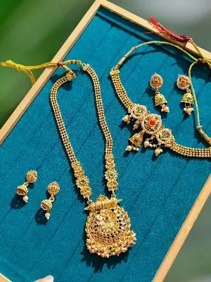 Picture of Indian Traditional Fashion Weeding/Party Bridal Choker Necklace & Earrings Jewellery Set For Women - Necklace For Girls