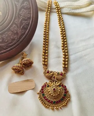 Picture of Indian Traditional Fashion Weeding/Party Bridal Choker Necklace & Earrings Jewellery Set For Women - Necklace For Girls - Multicolor