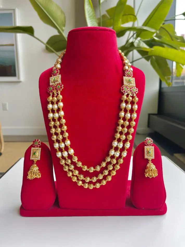 Picture of Indian Traditional Fashion Weeding/Party Bridal Choker Necklace & Earrings Jewellery Set For Women - Necklace For Girls - Gold