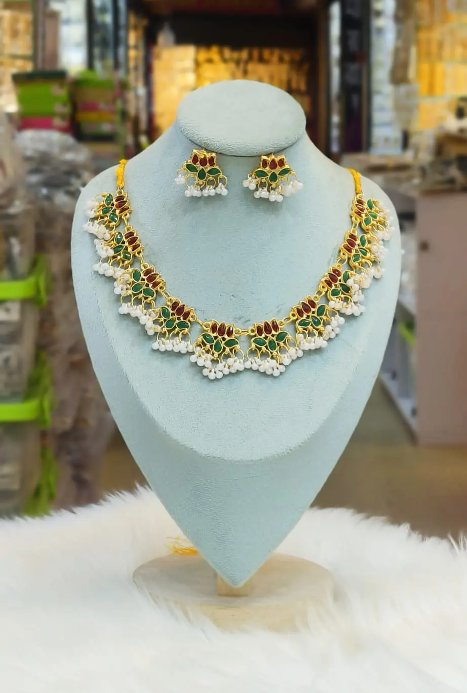 Picture of Poddoja Traditional Fashion Weeding/Party Bridal Choker Necklace & Earrings Jewellery Set For Women - Necklace For Girls - Multicolor