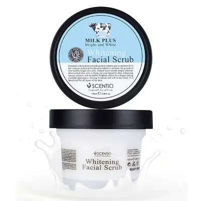 Picture of Scentio Whitening Milk Facial Scrub for Silky,smooth,naturally radiant Skin - White