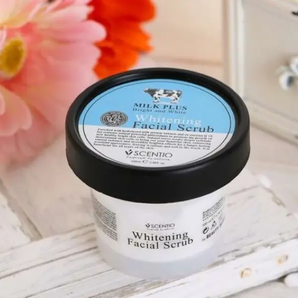 Picture of Scentio Whitening Milk Facial Scrub for Silky,smooth,naturally radiant Skin - White