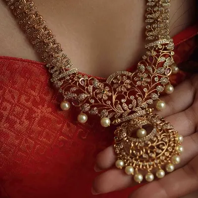 Picture of Indian Traditional Fashion Weeding/Party Bridal Choker Necklace & Earrings Jewellery Set For Women - Necklace For Girls - Multicolor