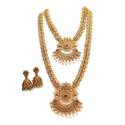 Picture of Complete Indian Jewellery Set for Women Traditional Ethnic Design Perfect for Wedding and Celebrations - Gold