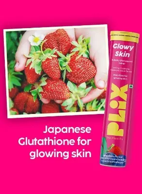 Picture of PLIX THE PLANT FIX Glutathione Tablets
With Vitamin C For Clear And Youthful
Skin (Pack Of 1, Strawberry) | 15 Collagen
Supplements 1500mg L-Glutathione, Vitamin E And Hyaluronic Acid
