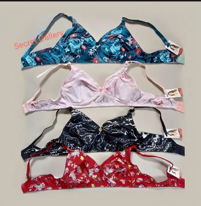Picture of 4 Piece Stylish Printed stretchable bra for
Women / Multi Colour / Ladies Bra / Cotton ... - Multicolor
