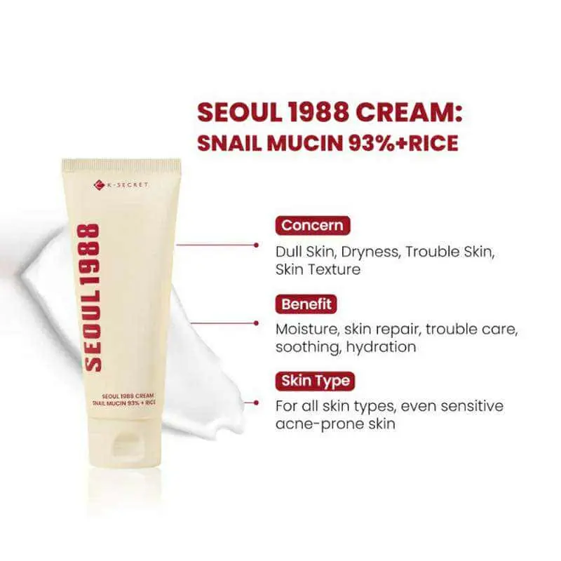 Picture of Seoul 1988 Cream : Snail Mucin 93%+ Rice