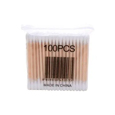 Picture of 100pcs Wood Stick Cotton Swab Applicator Q-tip Double Wooden Handle Sturdy - Cotton Buds