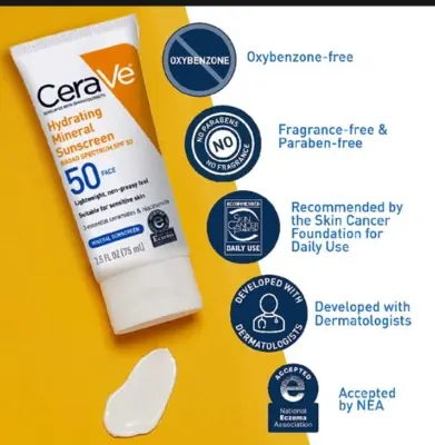 Picture of CeraVe 100% Mineral Sunscreen SPF 50 (USA)
