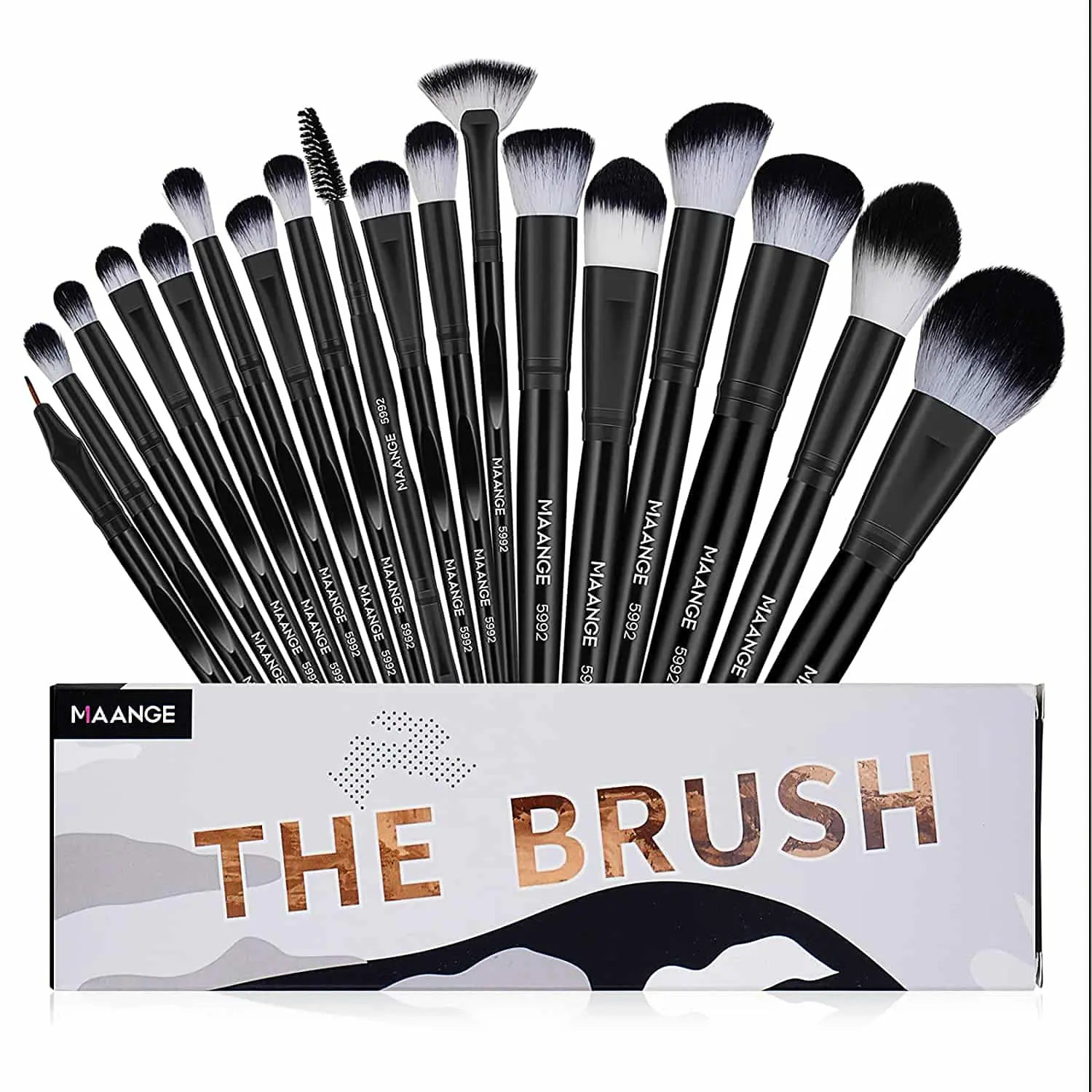 Picture of Maange 18pcs Professional Makeup Brush Set - Black