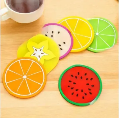 Picture of New Fruit Coaster Colorful Silicone Tea Cups Drink Holder Mat Placemat Pads