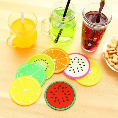 Picture of New Fruit Coaster Colorful Silicone Tea Cups Drink Holder Mat Placemat Pads