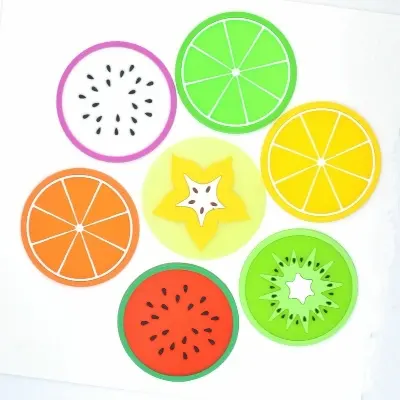 Picture of New Fruit Coaster Colorful Silicone Tea Cups Drink Holder Mat Placemat Pads