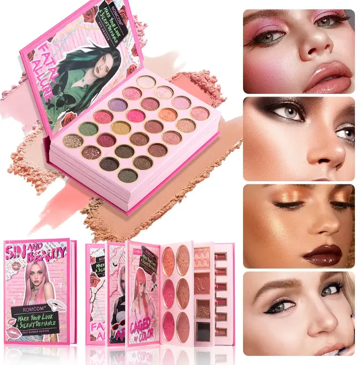 Picture of ROMCOM All in One Makeup Pallet Eyeshadow Palette Blusher Pallet Concealer Pallet highlighter Pallet Matte Lipstick Set