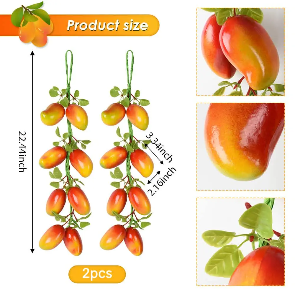 Picture of Fake Mango, Artificial Fruits Foam Mangoes Highly Simulated Lifelike for House Kitchen Party Pub Decoration Cabinet Ornament - Multicolor