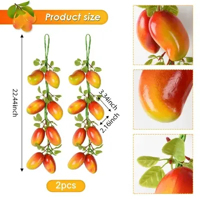 Picture of Fake Mango, Artificial Fruits Foam Mangoes Highly Simulated Lifelike for House Kitchen Party Pub Decoration Cabinet Ornament - Multicolor