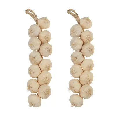 Picture of Artificial Garlic String, 1 Pack Simulation Artificial Lifelike Fake Vegetable Artificial Garlic Hanging String Photography Props for Home Office Kitchen Harvest Decoration (White Garlic, 1pc) - White