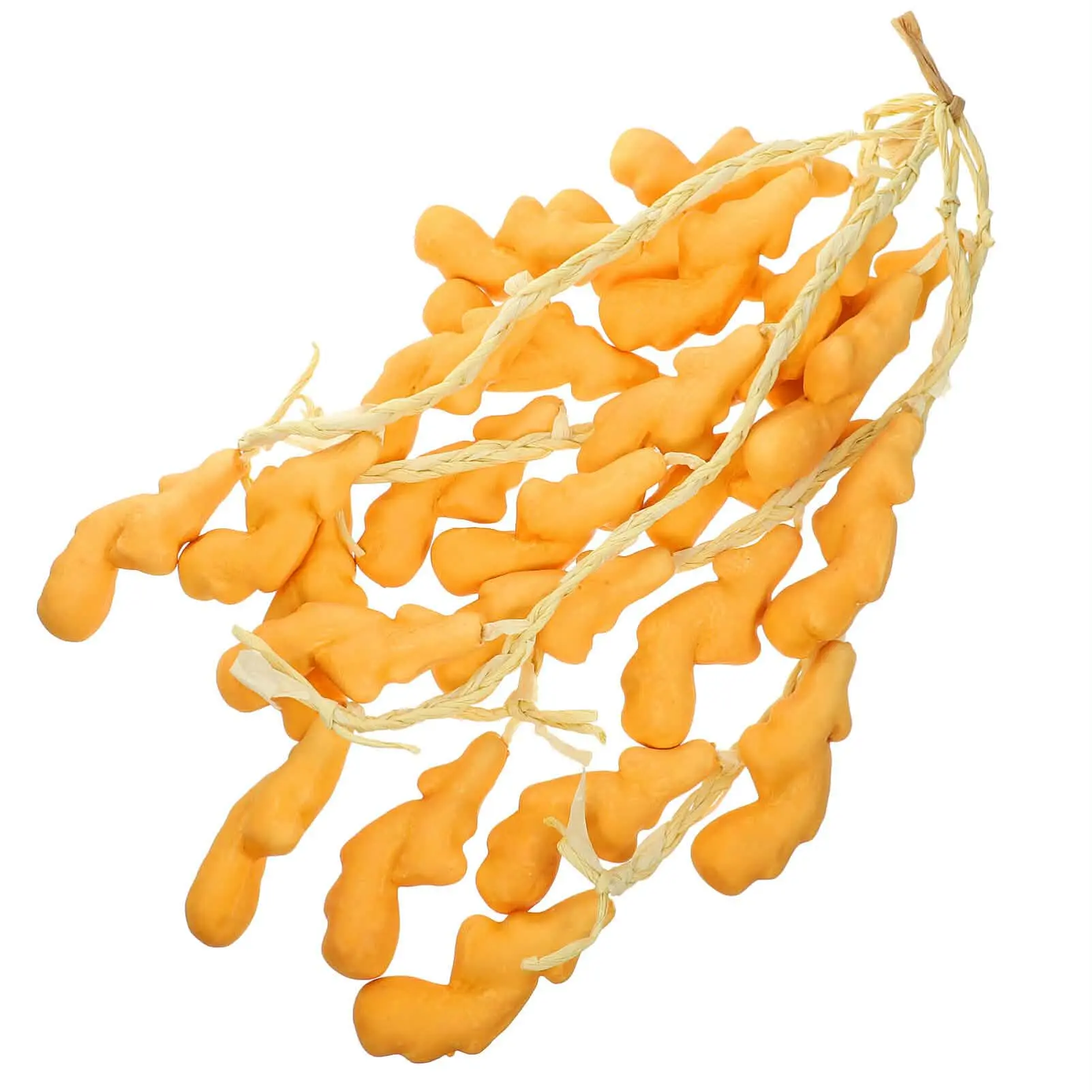 Picture of Realistic Faux Fruit Decor Ginger String 5pcs Hanging Fake Ginger String for Home Party Restaurant - Gold