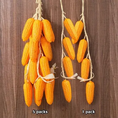Picture of Artificial Corn Lifelike Fake Corn Without Husk Simulation Vegetable for Home Kitchen Decoration Vegetable Fruit for Thanksgiving Chirstmas Decortion Photoshoot - Yellow