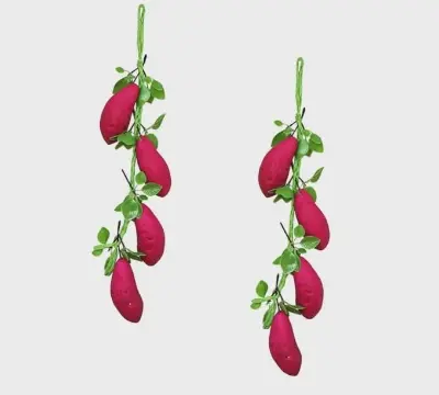 Picture of Artificial Sweet Potato Strings Photo Props Realistic Simulated Vegetable Decor for Home - Maroon