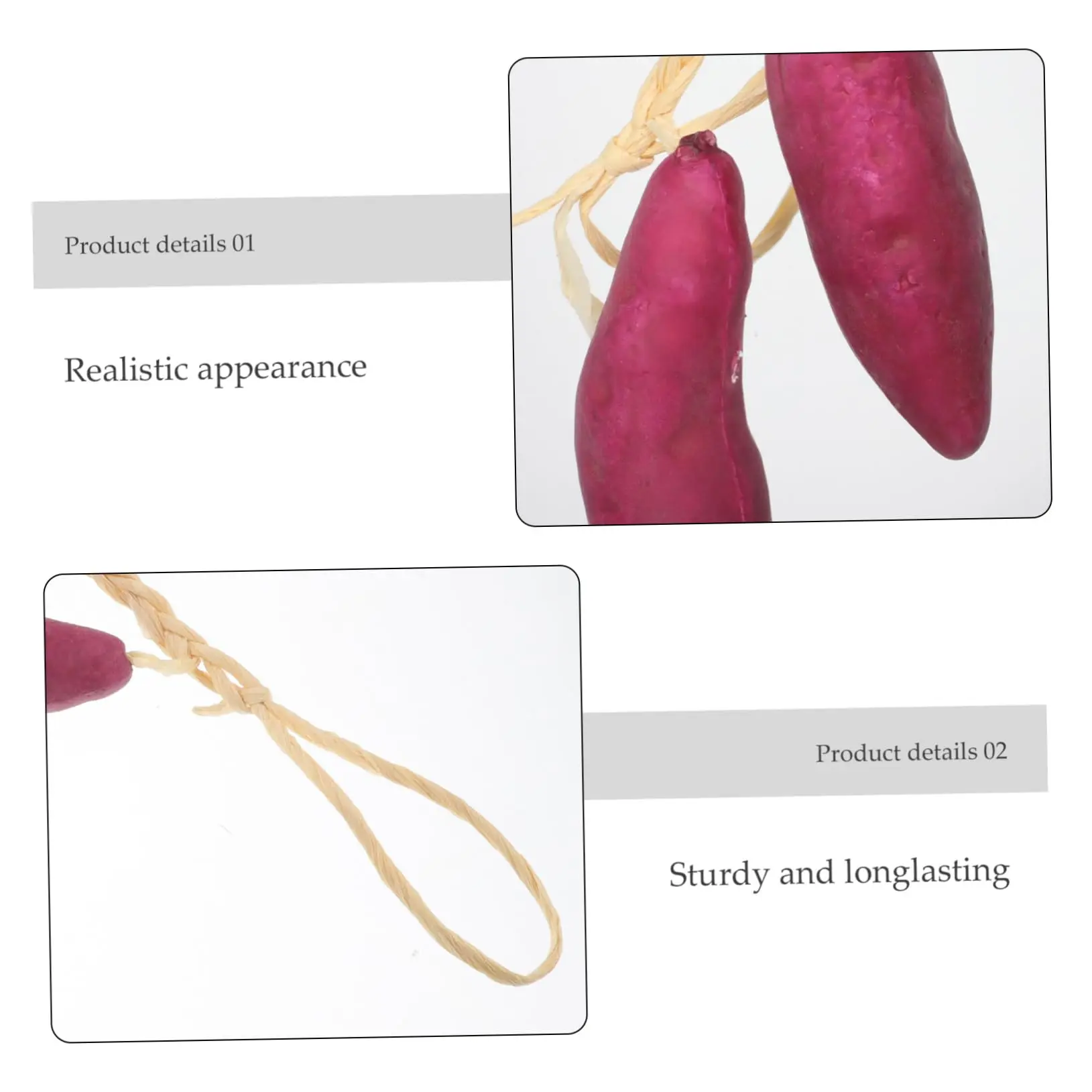 Picture of Artificial Sweet Potato Strings Photo Props Realistic Simulated Vegetable Decor for Home - Maroon