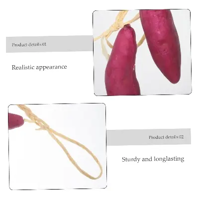 Picture of Artificial Sweet Potato Strings Photo Props Realistic Simulated Vegetable Decor for Home - Maroon