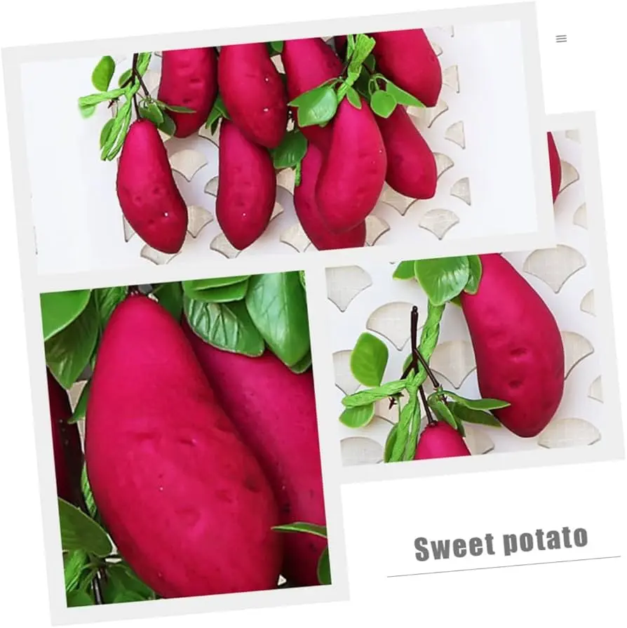 Picture of Artificial Sweet Potato Strings Photo Props Realistic Simulated Vegetable Decor for Home - Maroon