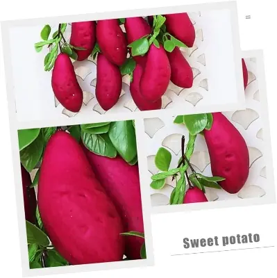 Picture of Artificial Sweet Potato Strings Photo Props Realistic Simulated Vegetable Decor for Home - Maroon