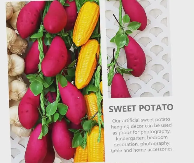 Picture of Artificial Sweet Potato Strings Photo Props Realistic Simulated Vegetable Decor for Home - Maroon