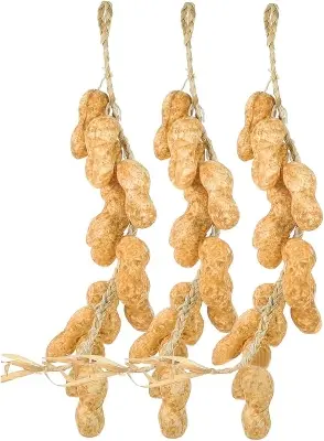 Picture of Artificial Peanut Strings, Fake Peanut Hanging Strings Simulation Fake Vegetables for Home Kitchen Farm Party Wall Decoration Photo Props (Light Yellow) - Gold